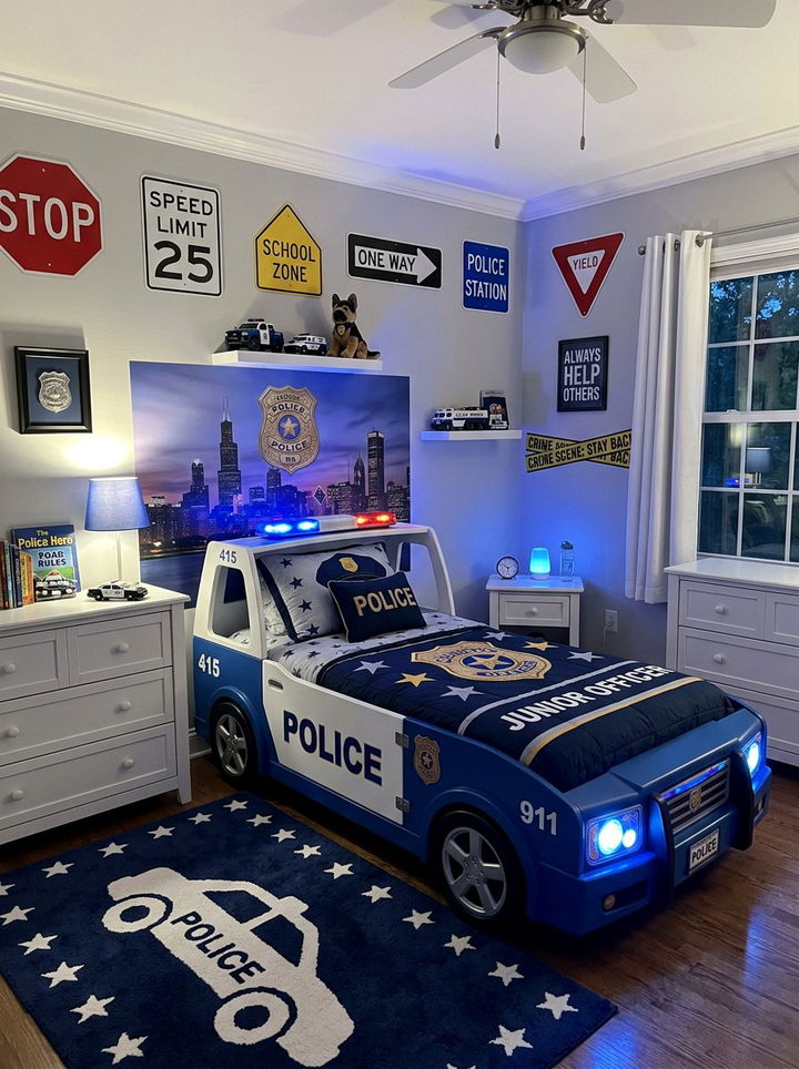 Police Car Bed - 30 car themed bedroom ideas