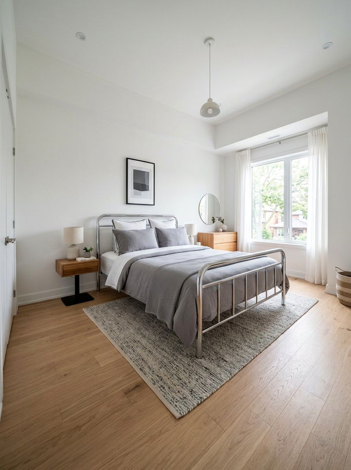 Polished Chrome Bed - 30 silver accent bedroom ideas