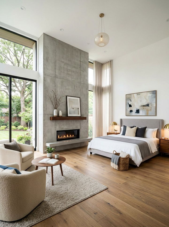 Polished Concrete Bedroom Fireplace - 30 polished concrete bedroom ideas