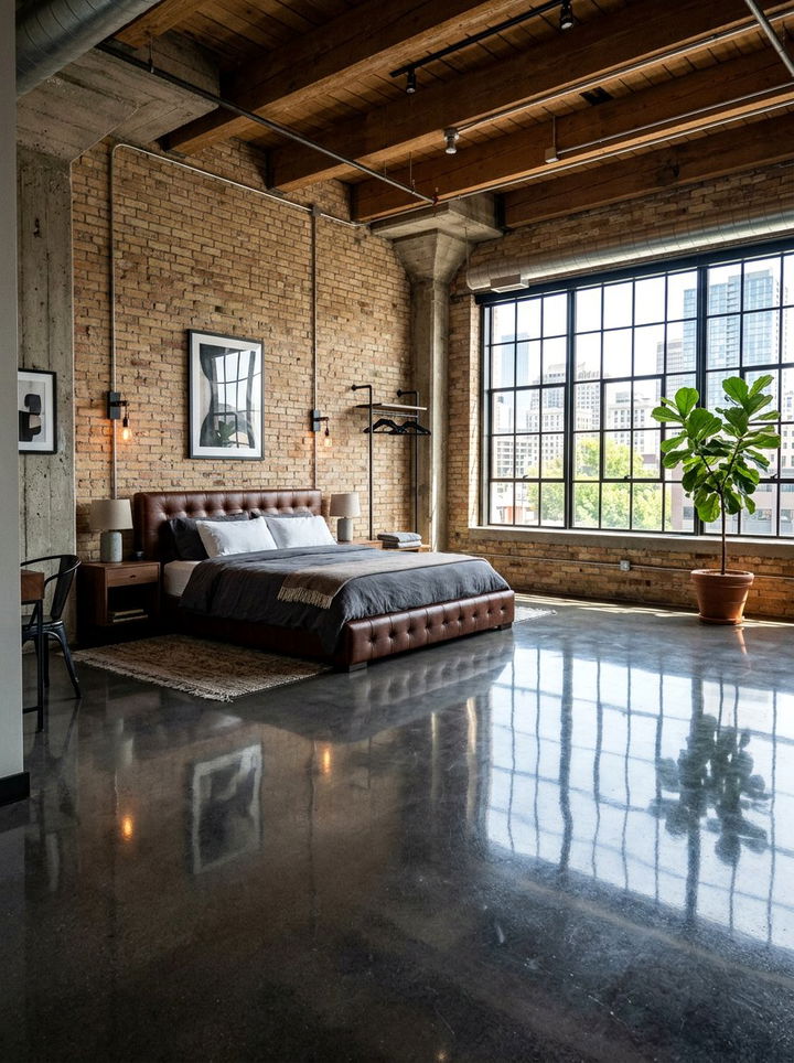 Polished Concrete Bedroom Surface - 30 bedroom flooring ideas