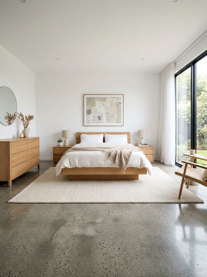 Polished Concrete Floor - 30 concrete bedroom ideas