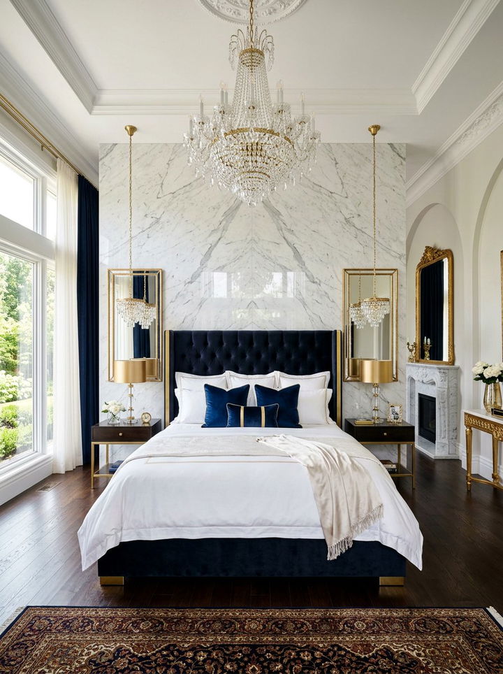 Polished Marble Bedroom - 30 bedroom stone wall ideas