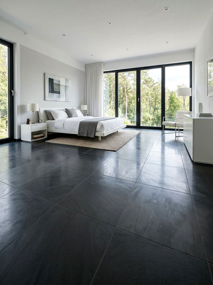 Polished Slate Floor Tiles - 30 slate bedroom ideas