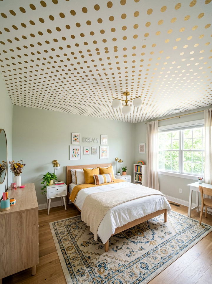 Polka dot ceiling wallpaper - 30 bedroom ceiling wallpapers