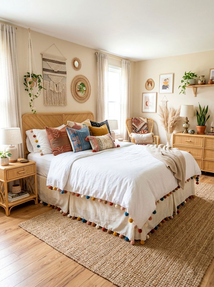 Pom Pom Bed Skirt - 30 bedroom bed skirts