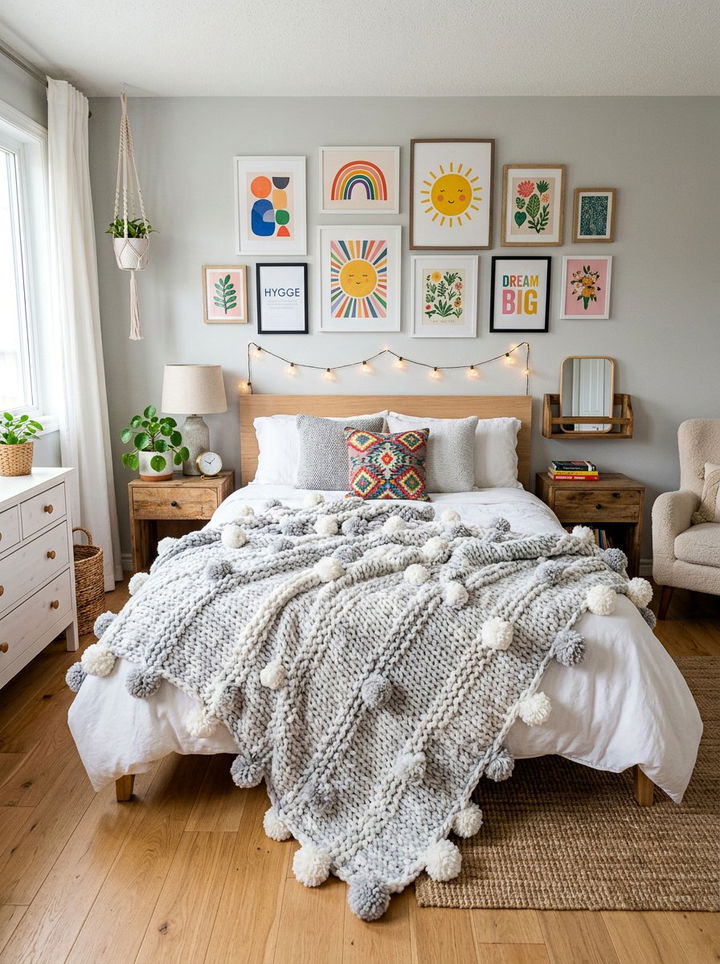 Pom Pom Knit Blanket - 30 bedroom knit blankets