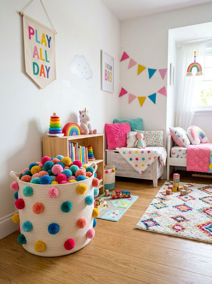Pom Pom Storage Basket - 30 bedroom storage baskets