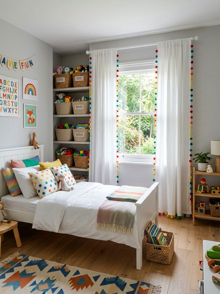 Pom Pom Trim Curtains - 30 bedroom curtain ideas