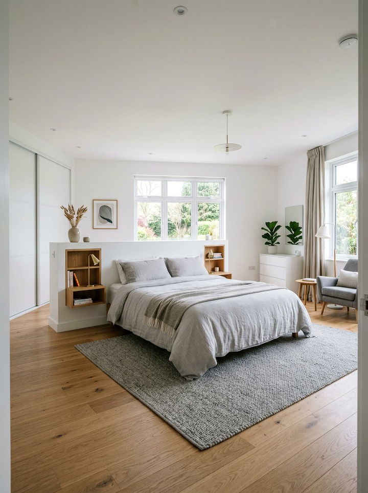 Pony wall headboard with storage - 30 bedroom pony wall ideas