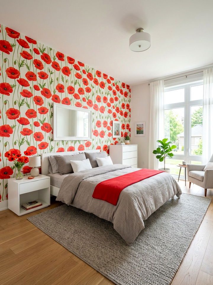 Poppy Floral Wallpaper - 30 bedroom floral wallpapers