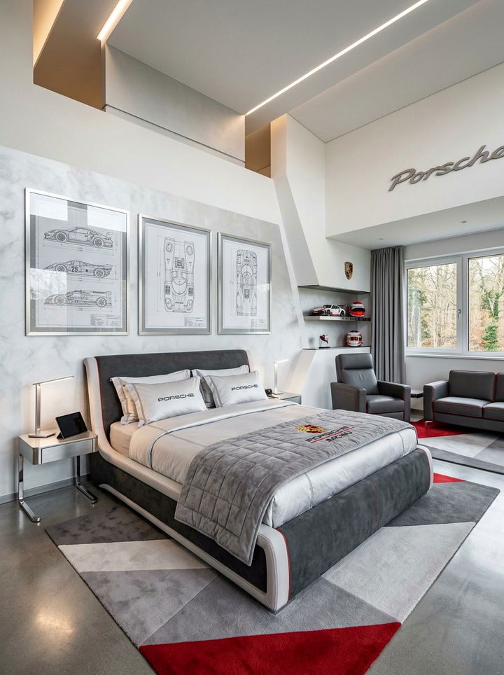 Porsche Racing Theme - 30 car themed bedroom ideas