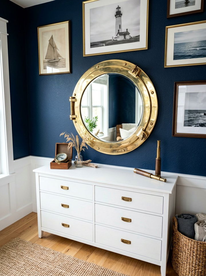 Porthole Wall Mirror - 30 nautical bedroom ideas