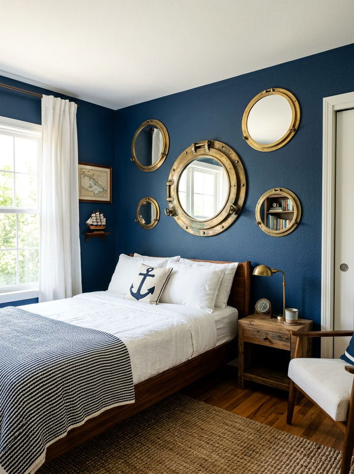 Porthole Window Mirror - 30 underwater bedroom ideas