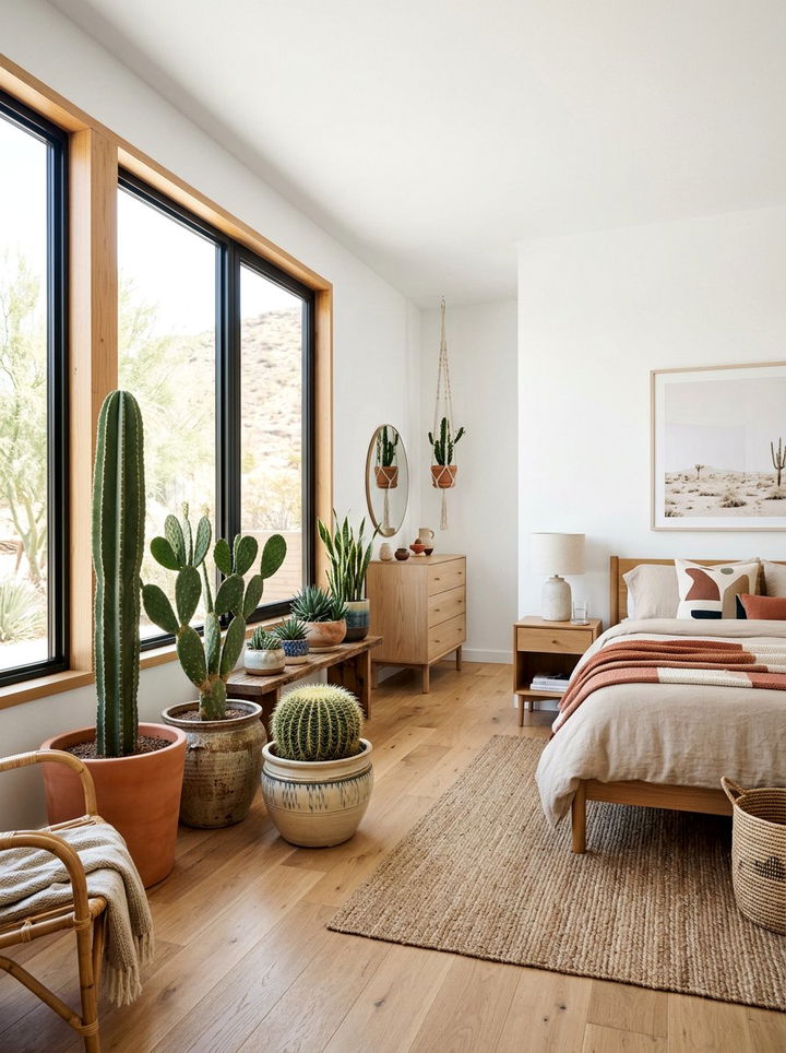 Potted Cactus Bedroom - 30 bohemian bedroom ideas