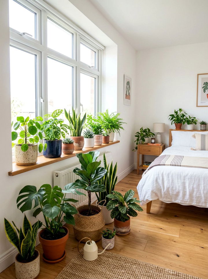 Potted Indoor Plants - 30 rental apartment bedroom ideas