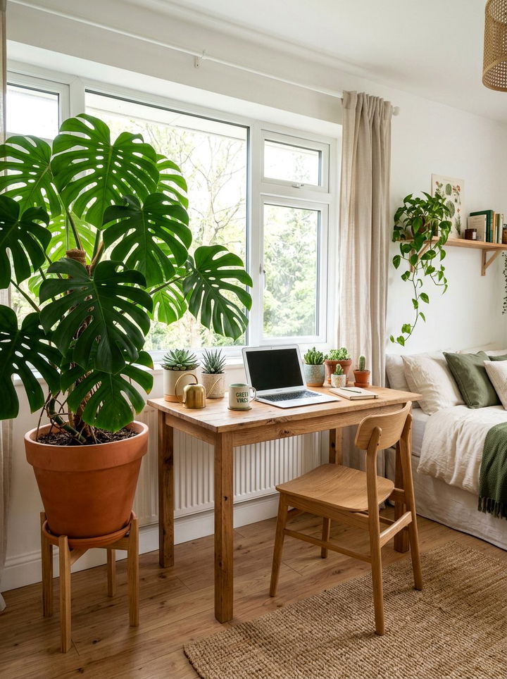 Potted Plant Office Setup - 30 bedroom home office ideas