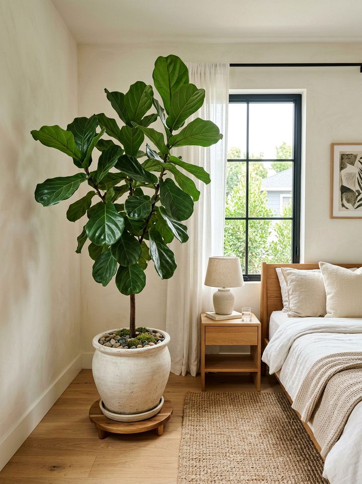 Potted indoor plant - 30 calming bedroom ideas