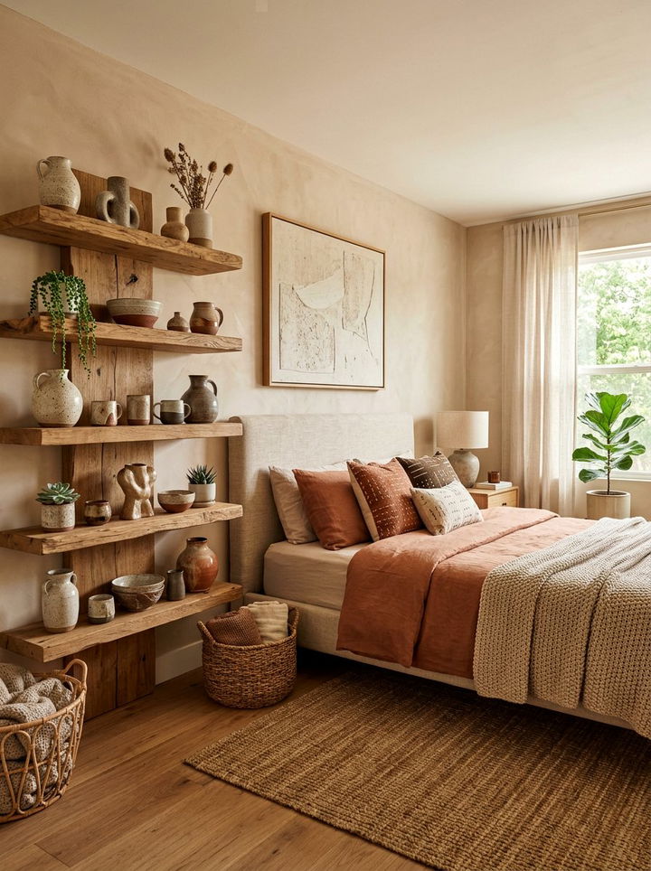 Pottery Display Shelf - 30 bedroom hobby display ideas