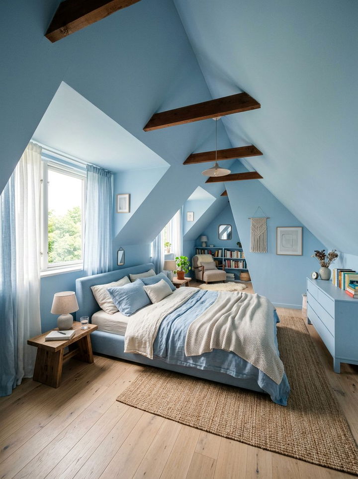 Powder Blue Attic Bedroom - 30 powder blue bedroom ideas
