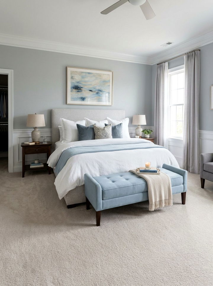 Powder Blue Bedroom Bench - 30 blue bedroom decor ideas