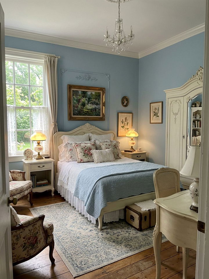 Powder Blue Vintage Bedroom - 30 cool blue bedroom ideas