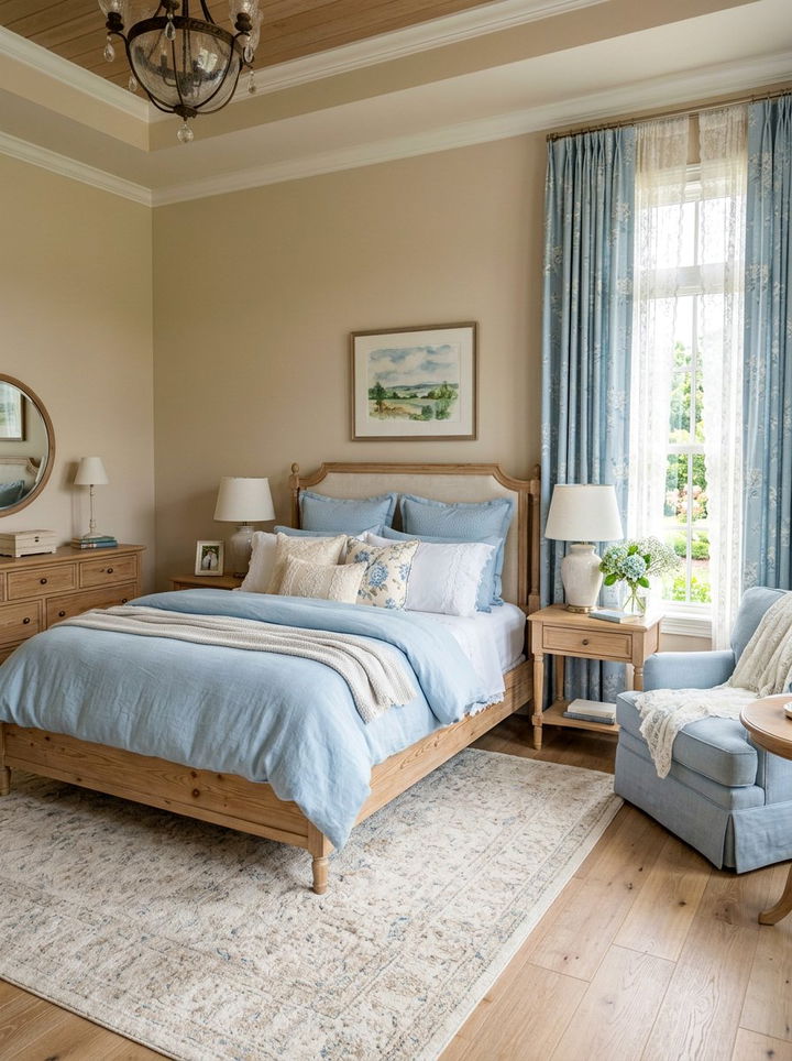 Powder blue and beige bedroom - 30 blue and brown bedroom color combo