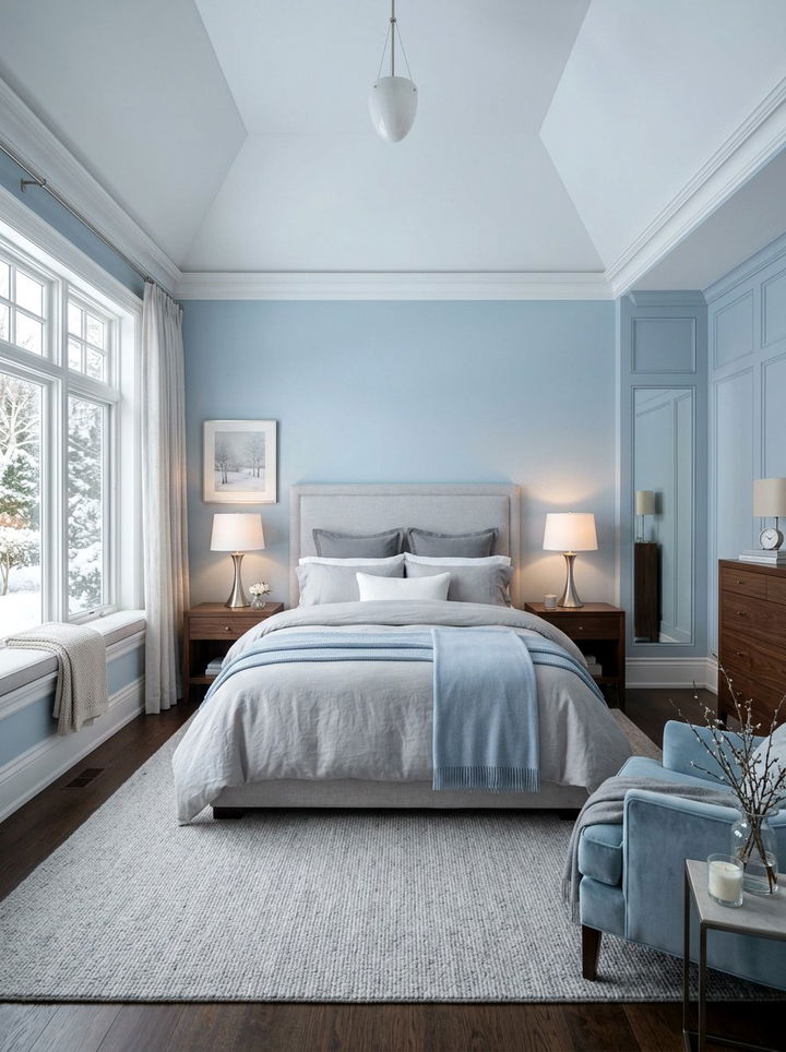 Powder blue bedroom - 30 bedroom blue walls