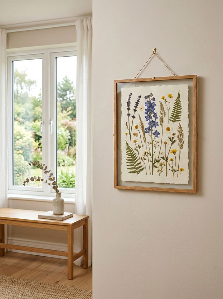 Pressed Flower Frame - 30 light academia bedroom ideas