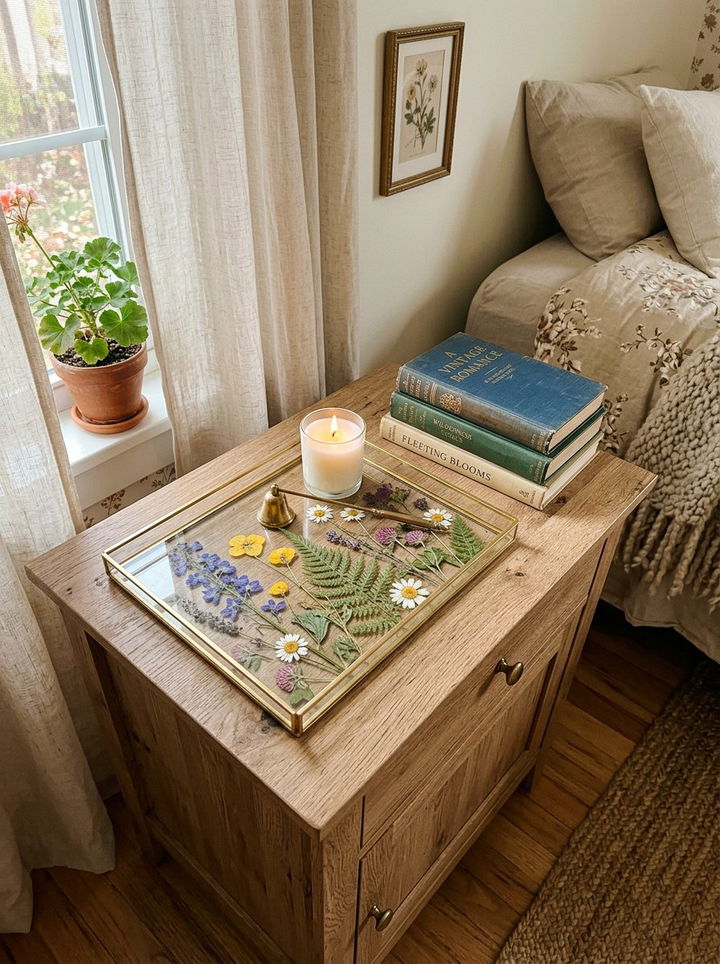 Pressed Flower Glass Tray - 30 bedroom trinket dishes