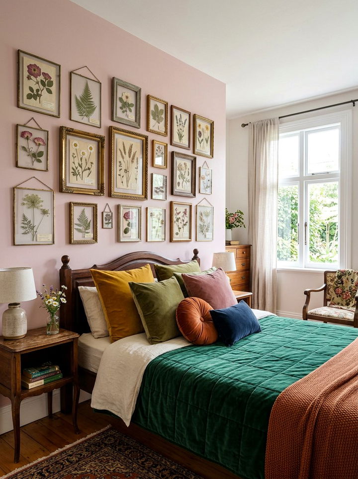 Pressed Flower Wall Art - 30 DIY bedroom decor ideas