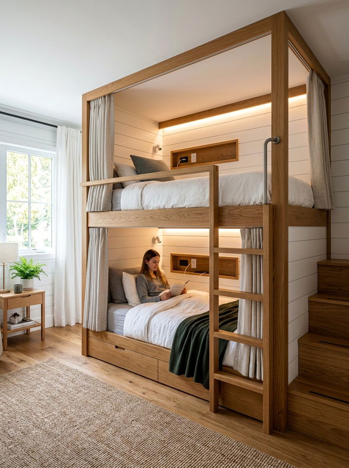 Privacy Bunk Bed With Shiplap - 30 bedroom bunk bed ideas