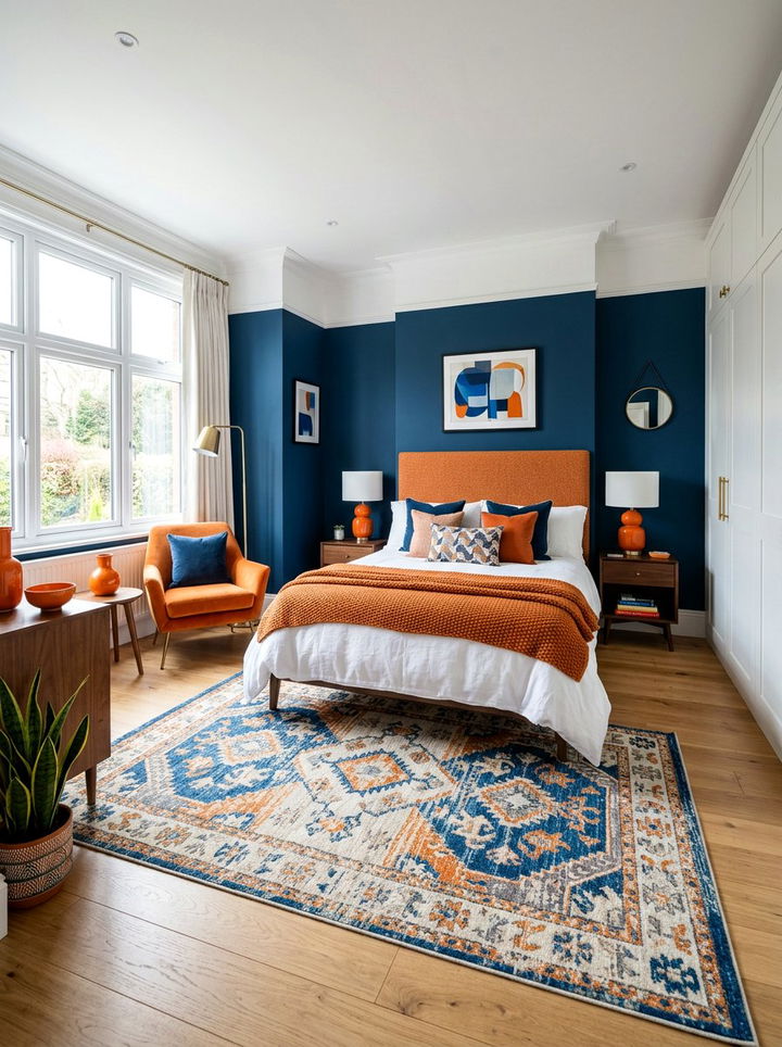 Prussian Blue And Marmalade Bedroom - 30 orange and blue bedroom color combo