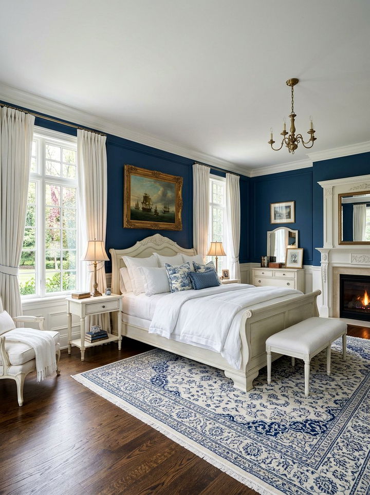 Prussian Blue Bedroom - 30 blue and white bedroom ideas