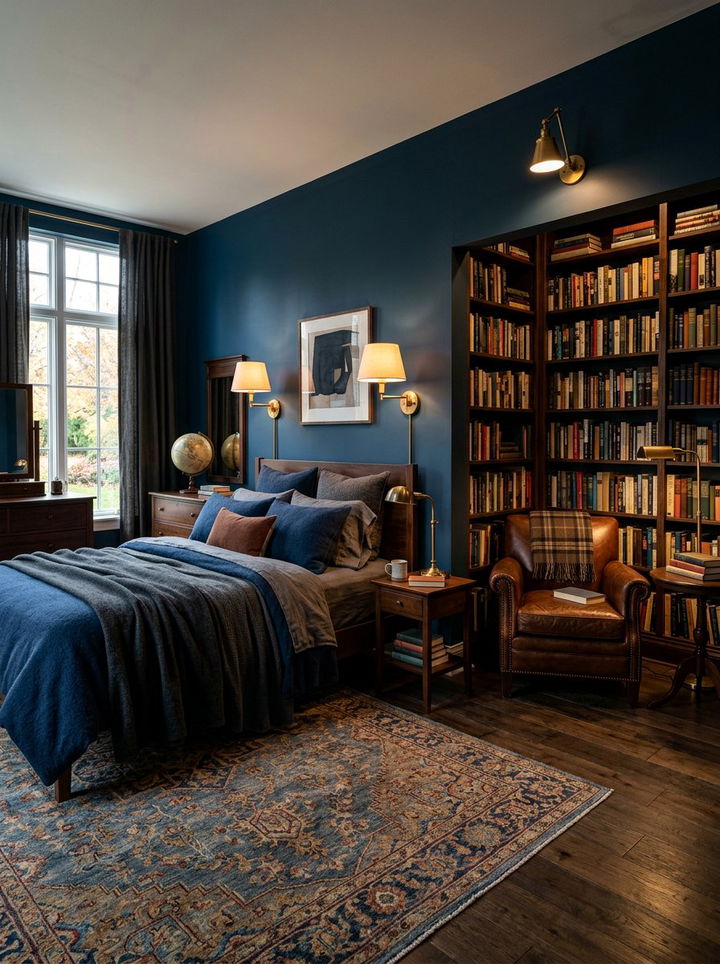 Prussian Blue Moody Bedroom - 30 modern blue bedroom ideas