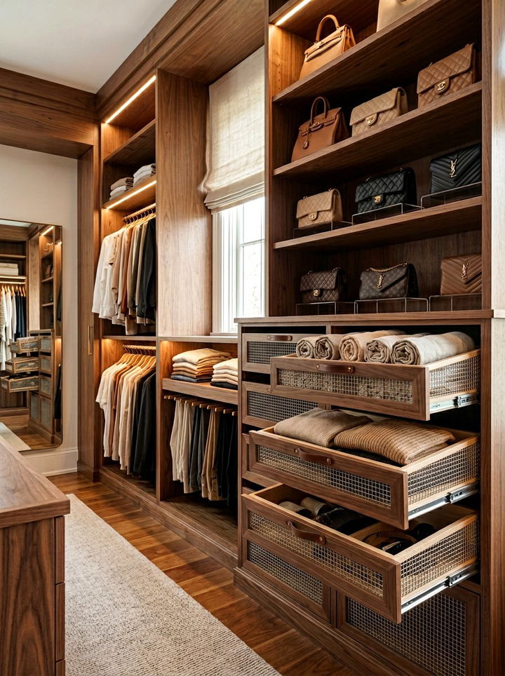 Pull Out Baskets - 30 bedroom organization hacks