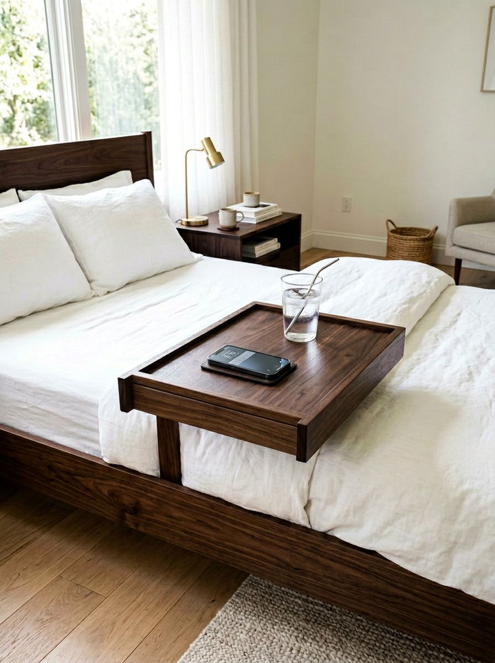 Pull Out Bedside Tray - 30 bedroom compact furniture ideas