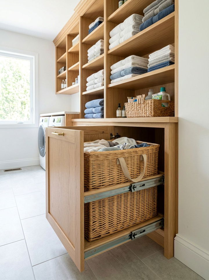 Pull Out Laundry Basket - 30 bedroom closet organization
