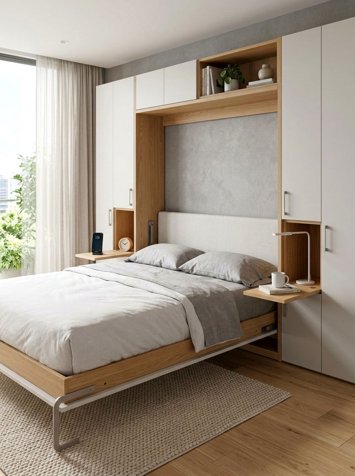 Pull Out Nightstand Wall Bed - 30 bedroom wall bed ideas