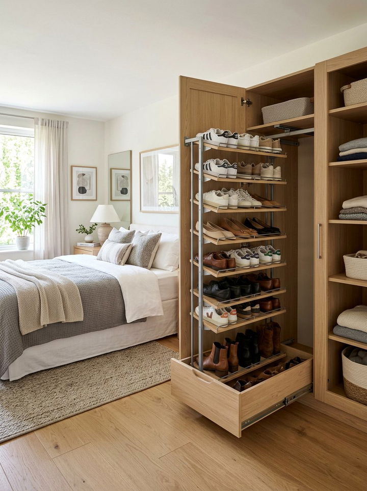 Pull Out Shoe Rack Wardrobe - 30 bedroom built-in wardrobes