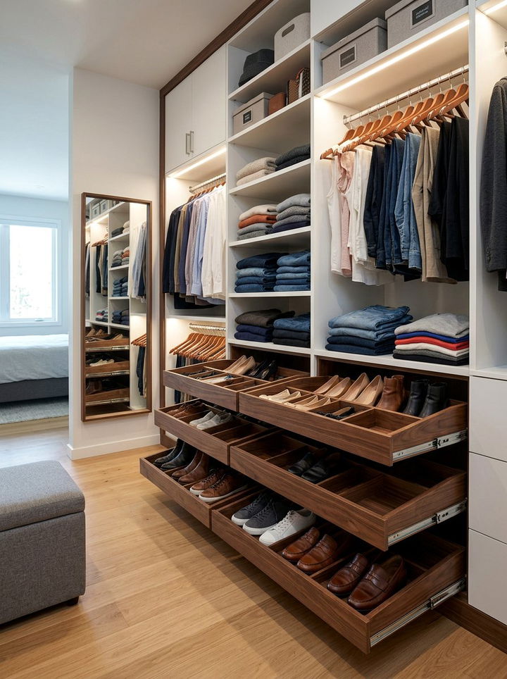 Pull Out Shoe Tray - 30 bedroom shoe storage ideas