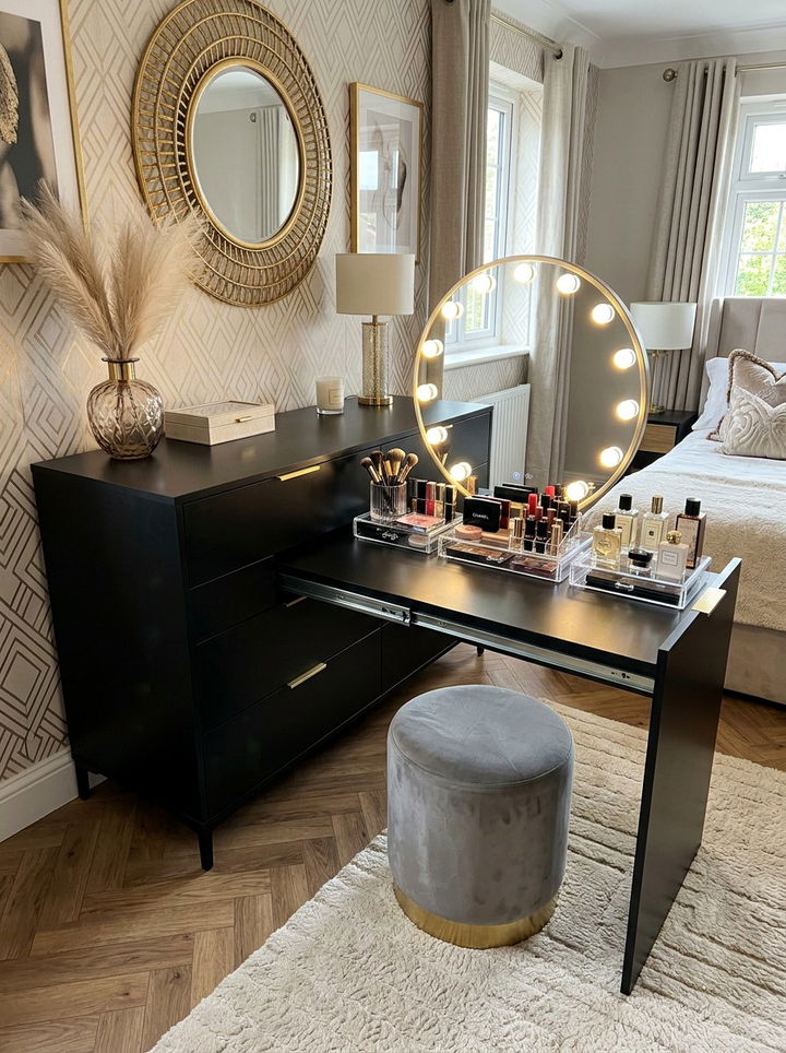 Pull Out Vanity Mirror Table - 30 bedroom extendable furniture ideas
