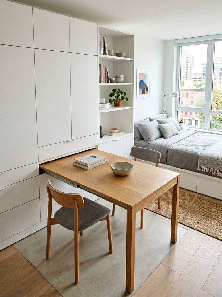 Pull out dining table - 30 bedroom convertible furniture ideas