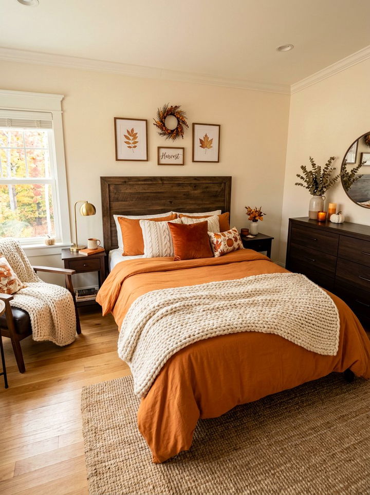 Pumpkin Spice Bedroom - 30 orange bedroom ideas
