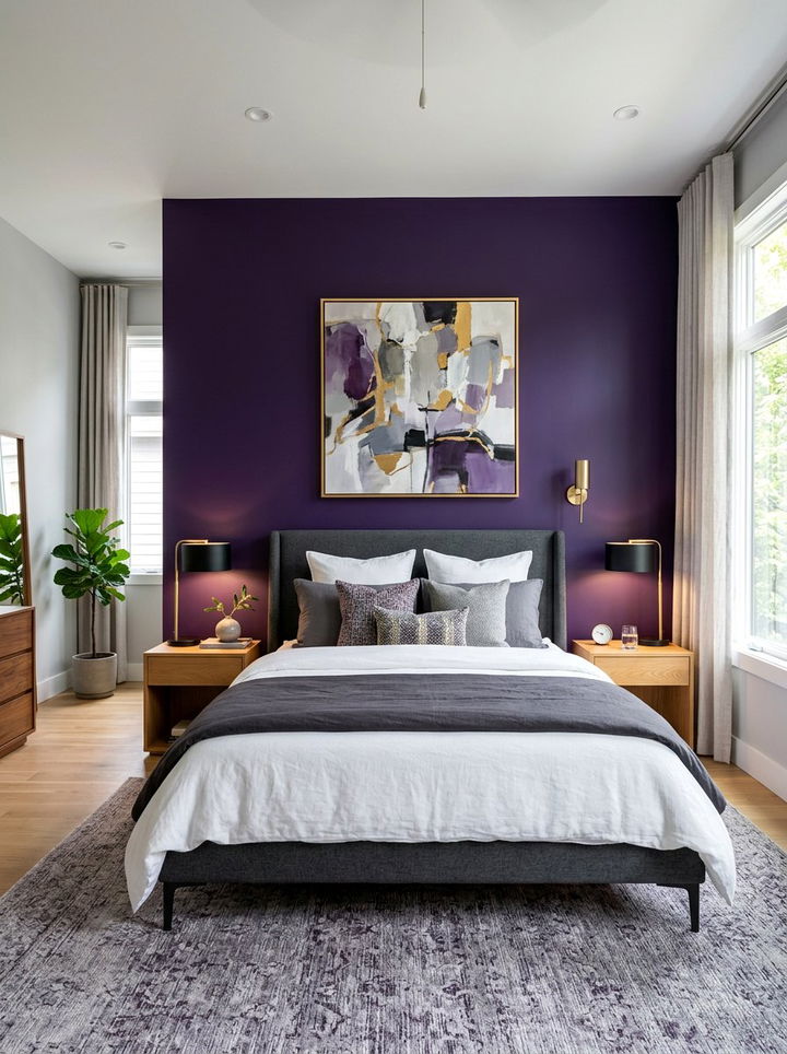 Purple Accent Wall Bedroom - 30 bedroom purple walls