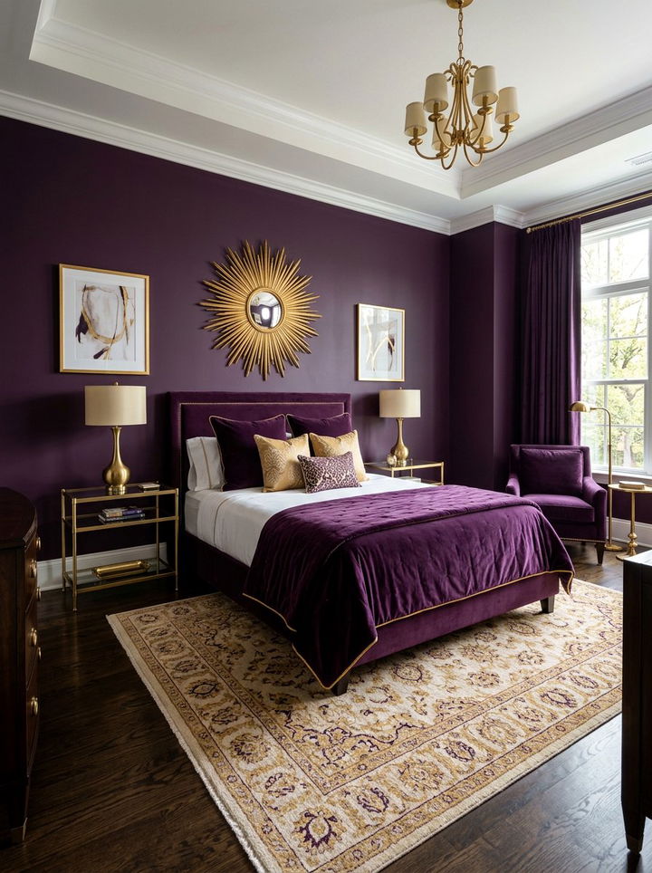 Purple And Gold Bedroom - 30 bedroom purple walls