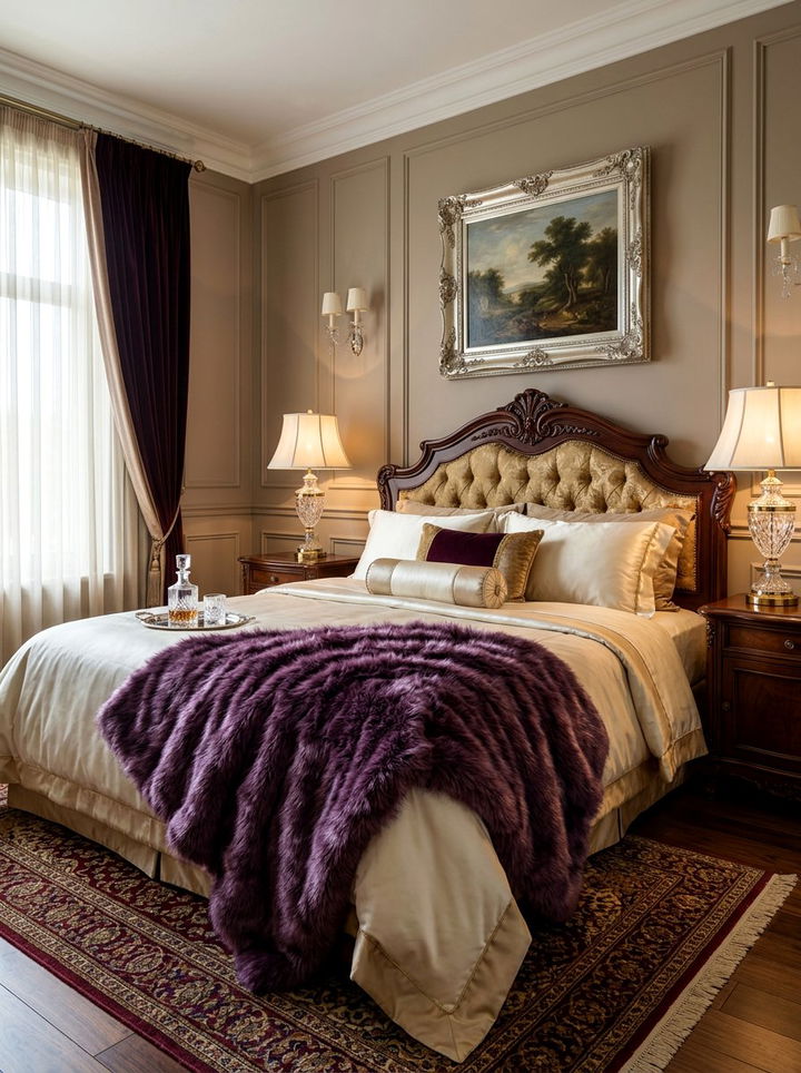 Purple Faux Fur Throw - 30 bedroom faux fur throws