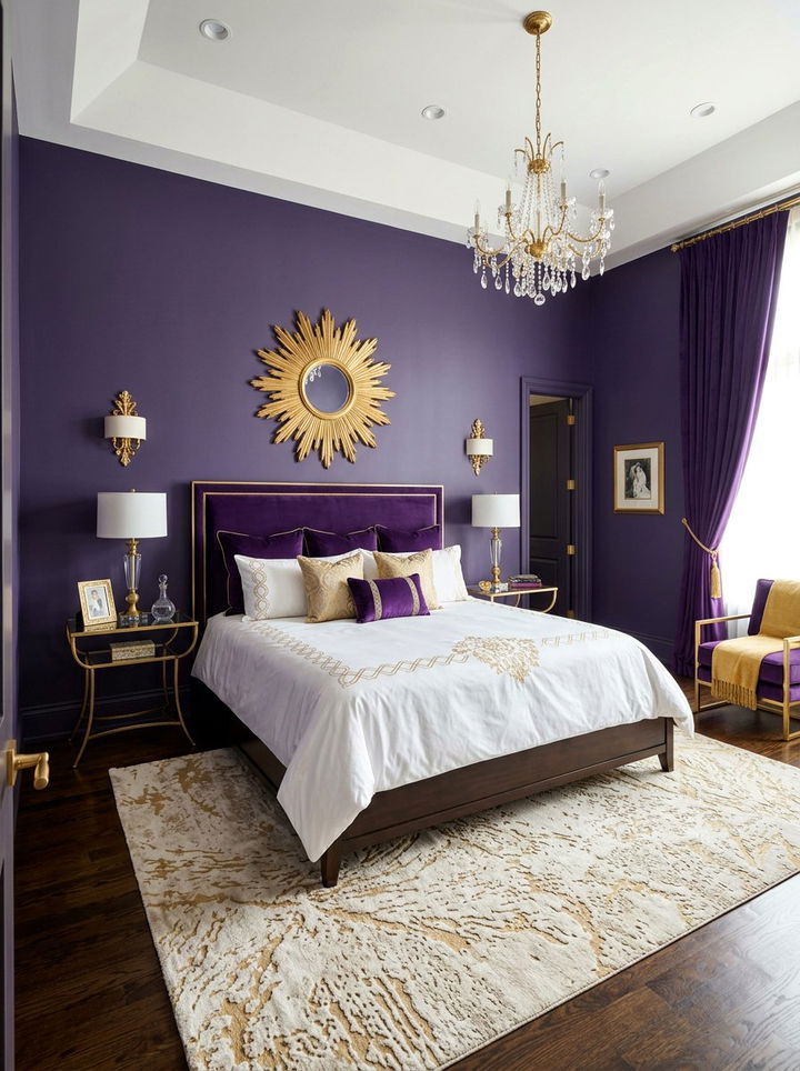 Purple Gold Bedroom - 30 purple bedroom ideas
