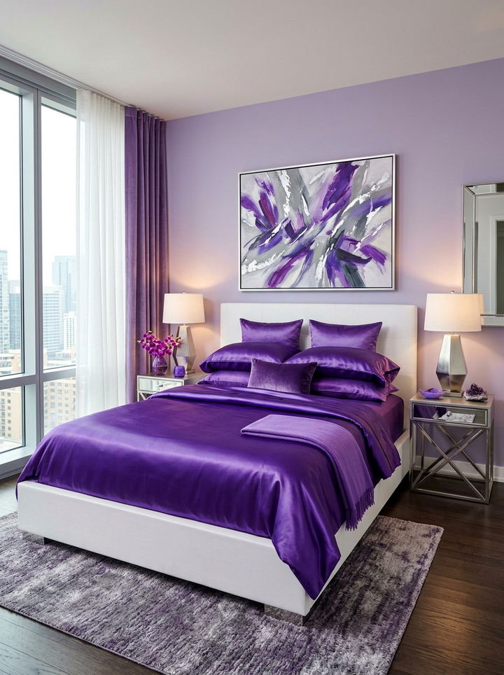 Purple Satin Sheets - 30 satin bedroom ideas
