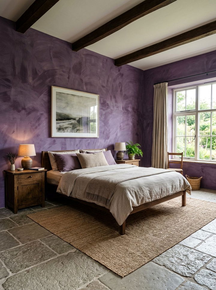 Purple Textured Wall Bedroom - 30 bedroom purple walls
