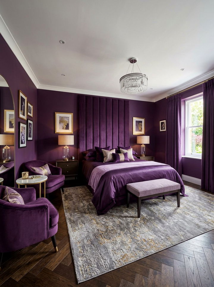 Purple Velvet Bedroom - 30 bedroom purple walls